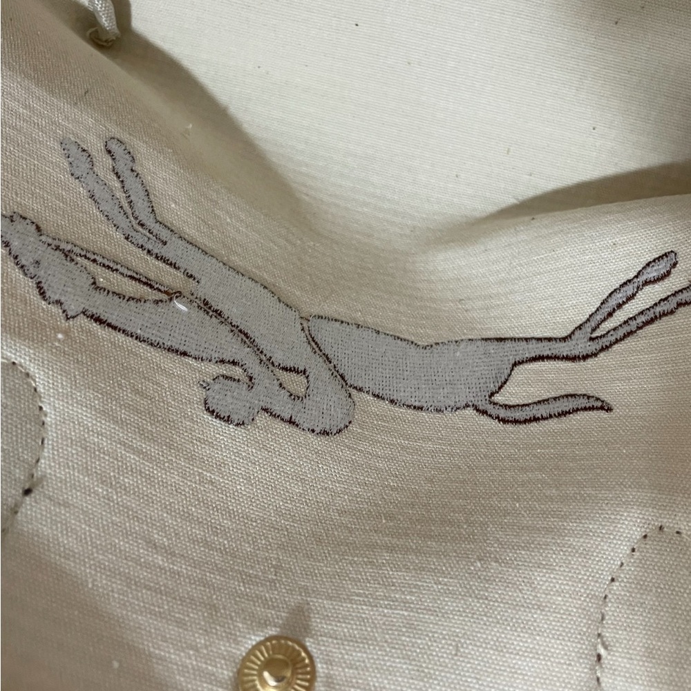 Longchamp Cream Woven Tote with Brown Horse Motif - Picture 11 of 11